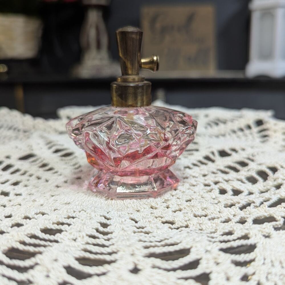 Vintage I.W. Rice & Co. Pink Glass Perfume Bottle, Empty, Pre-Owned